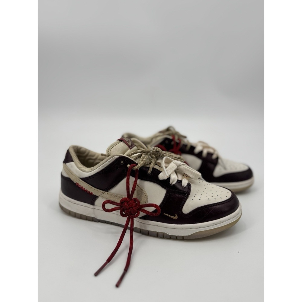 Nike Dunk Low Year Of The Snake Sail Team Gold Burgundy Leather Sz W/10 M/8.5